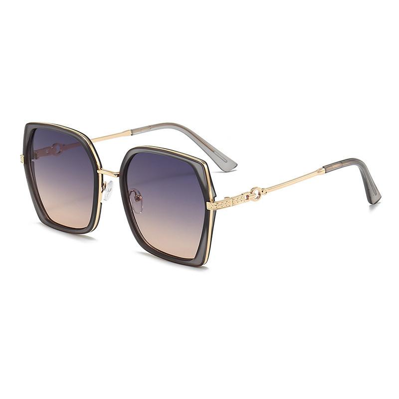 Black Lens Gold Frame Stylish Sunglasses For Women Uv400 Protection StyleF