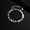 White Zircon Cuban Bracelet for Men Boys,16-21CM Never Fade Curb Chain Links Wristband,Hip Hop Cool Simple Jewelry Gift