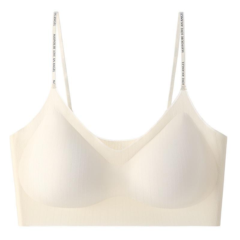Ultra-thin ice silk seamless underwear women's non-empty cup sexy letters with beautiful back jelly no steel ring bra comfortable small chest