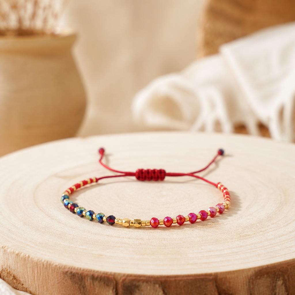 Multi-colored Beaded Light Luxury Hand-woven Hand Rope Female, Bohemian Vacation Glass Rice Bead Bracelet Tide