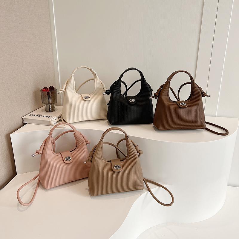 Einfarbige gestreifte Haspel Pu Mode Henkeltaschen 2024 Hohe Qualität für Frauen Heißer Verkauf Schultertaschen Bolsos De Señora Handtasche