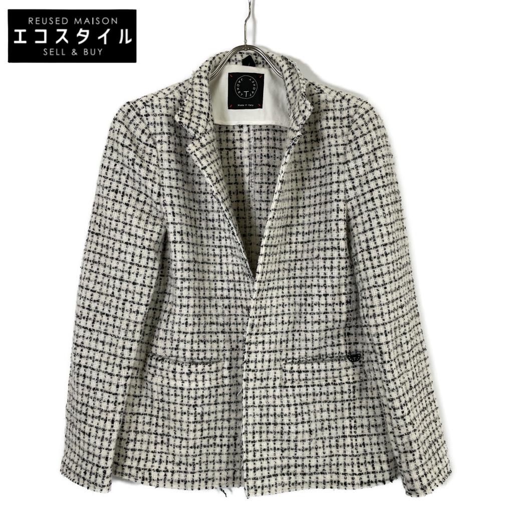 T-JACKET White X Black Wool Jacket Jacket M White X blackUsed