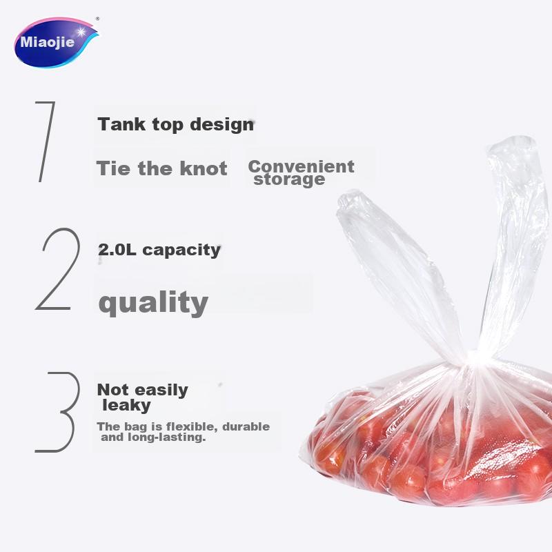 MIAOJIE Extra Large Handheld Vest-Style Food Storage Bags, 100 Count, Strap Plastic Food Preservation Bags for Kitchen And Supermarket