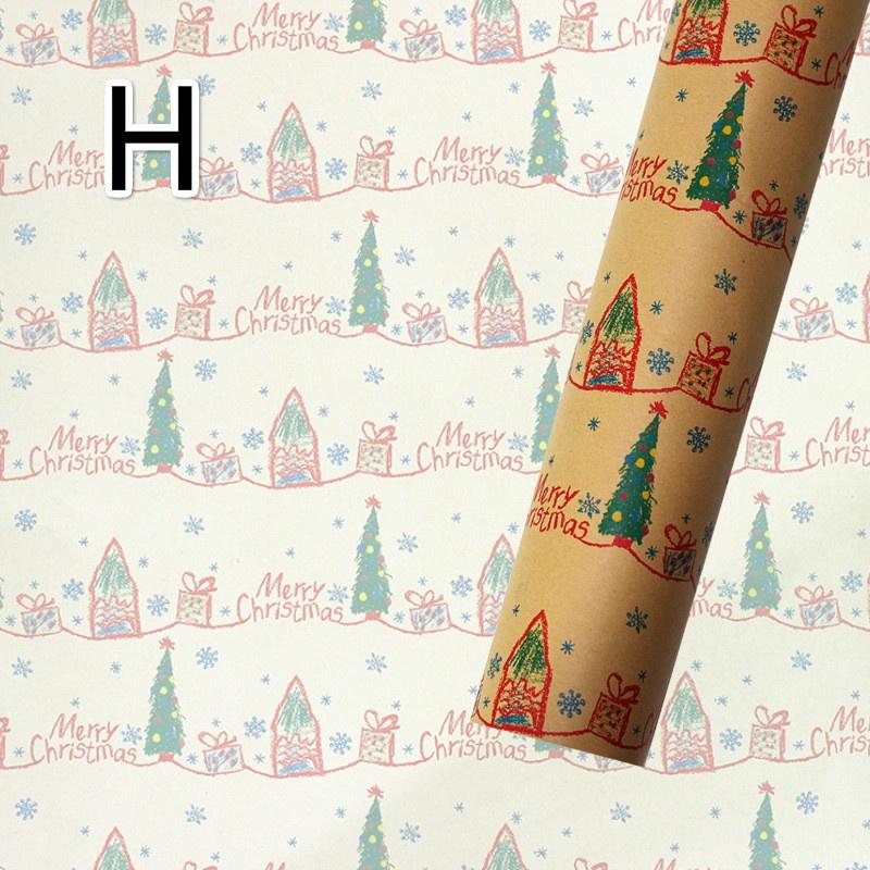 73*51cm New Christmas Gift Wrapping Paper European Style Retro Kraft Gift Paper Snowflake Christmas Tree