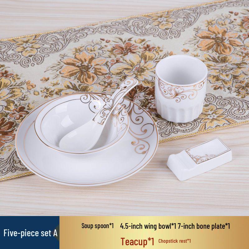 Luxury Ceramic Dinnerware Set: Plates, Bowls, Spoons & Cups for Restaurants & Clubs