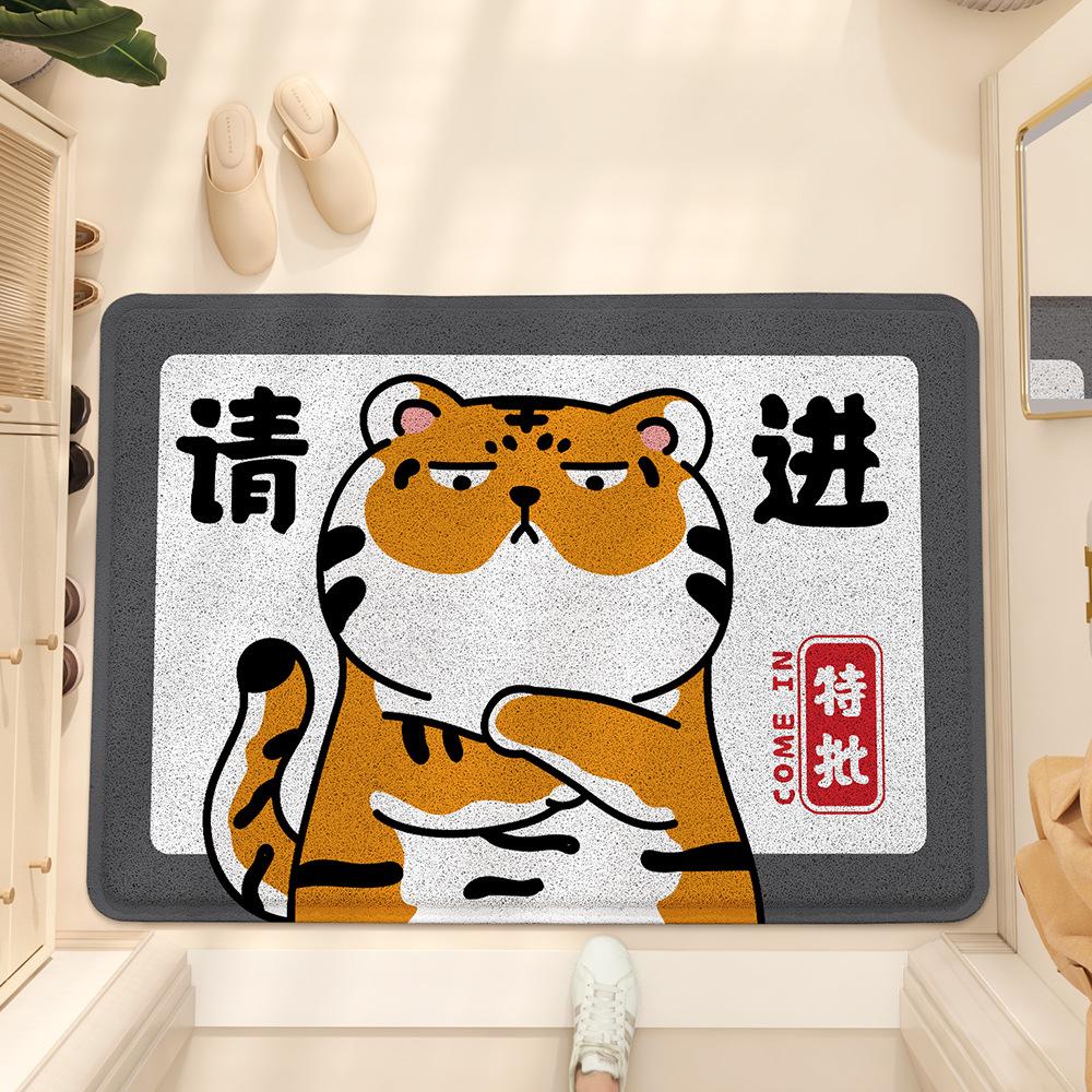 

Коврик для пола из ПВХ с рисунком кошки из шелка и круга, входная дверь, грязеотталкивающий противоскользящий коврик, пылеудаляющий коврик для ног, входная дверь 45*75cm