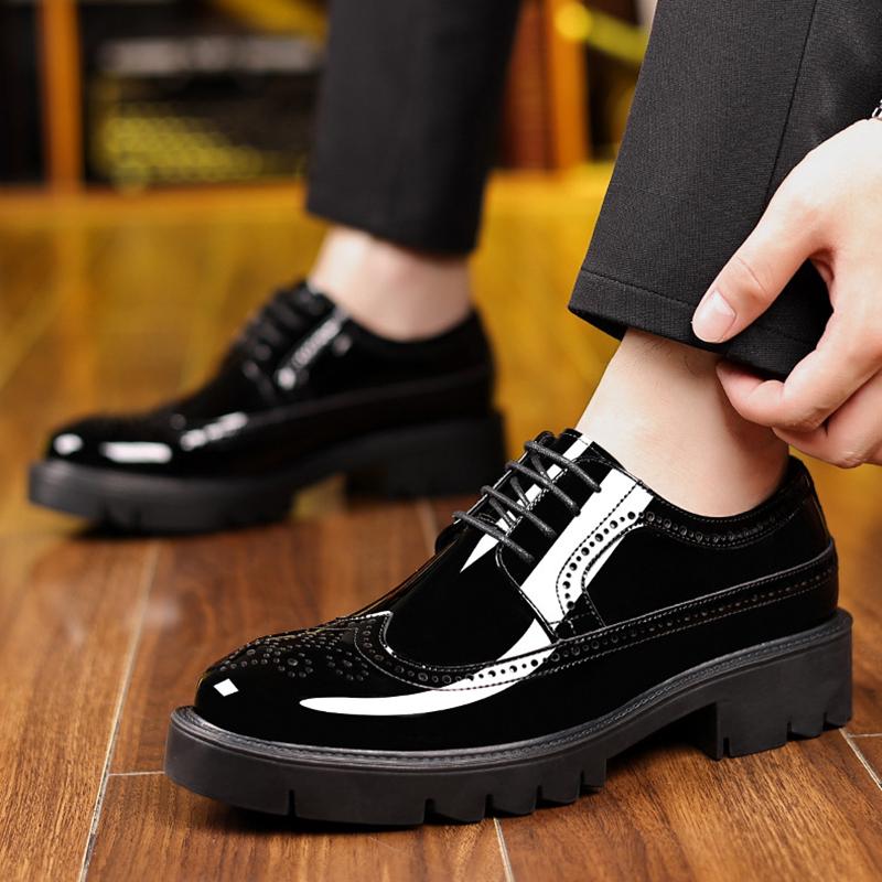 Nové Pánské Společenské Boty Zvýšení Boty Pravá Kůže Zvýšení Obchodní Zvýšení Boty Lesklý Svršek Pro Muže 8cm 10cm Zvyšující Boty