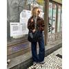 Women Vintage Loose Brown Suede Jacket Casual Fashion Outerwear For Ladies