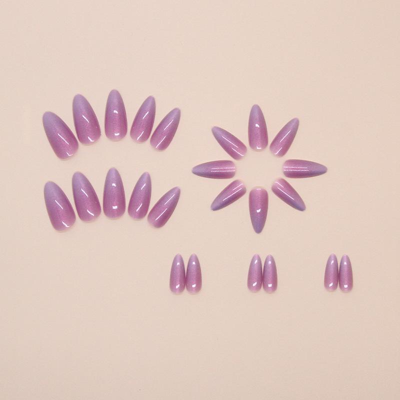 Fake Nails Wear Nail Fake Nails Solid Color Purple Red Fluorescence Detachable Nail Patch Nail Patch 24 Pieces