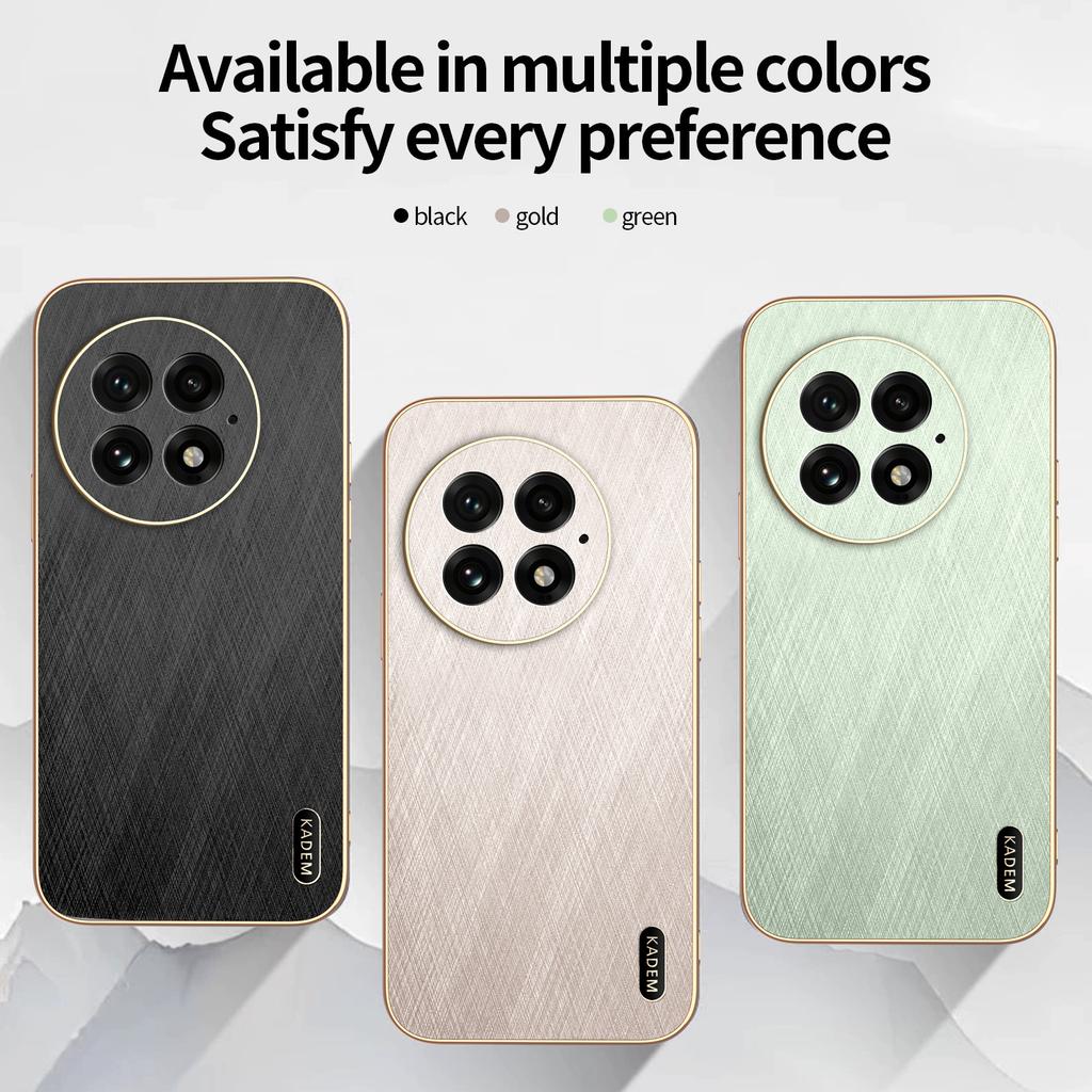 For OnePlus 11 12 13 13R Phone Case Luxury Brushed Leather Electroplated Bumper Soft TPU Cover