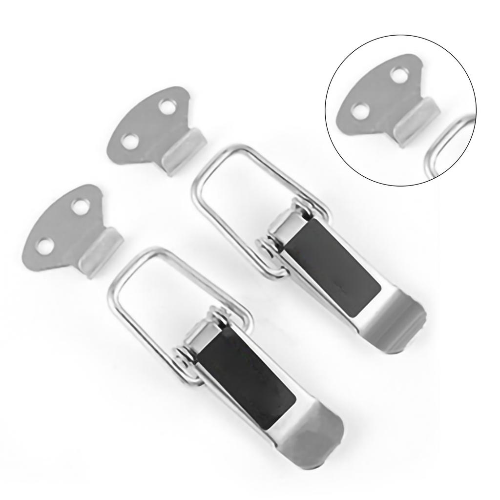 Pair Car Bumpers Trunk Hatch Lid Quick Release Fasteners Hook Lock Clips Auto Truck Exterior AccessoriesSilver Plating S