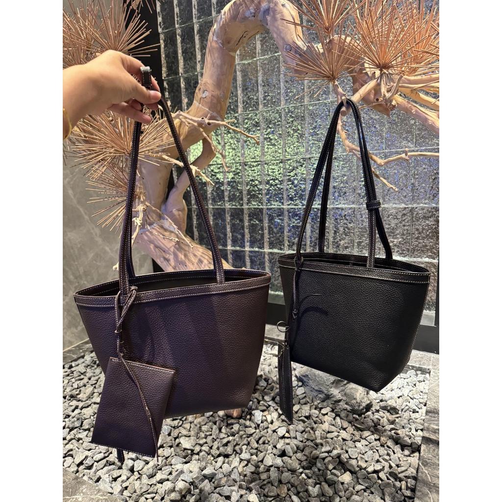 2025 New first layer TC cowhide minimalist wind stitch inside and outside full leather shoulder bag large capacity tote bag wholesale