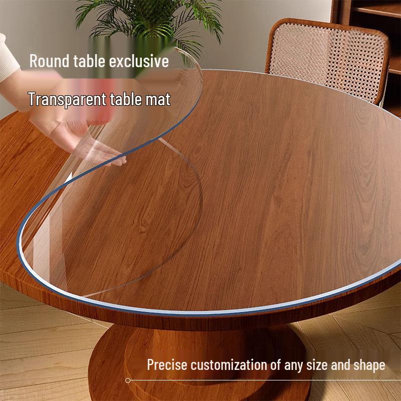 OEING Clear PVC Round Table Protector Mat