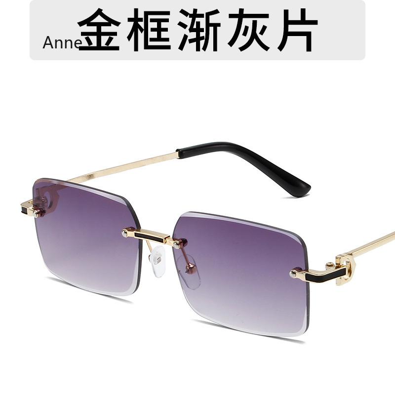 Vintage Square Rimless Sunglasses Women Luxury Designer Popular Small Rectangle Gradient Sun Glasses Fashion Shades