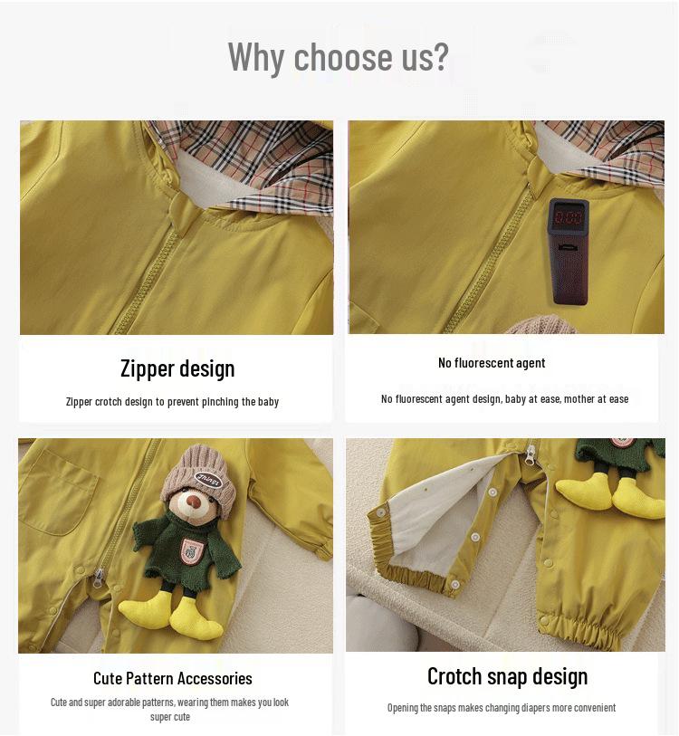 Super Cute Cartoon Baby Romper - Windproof for Spring & Autumn Outings