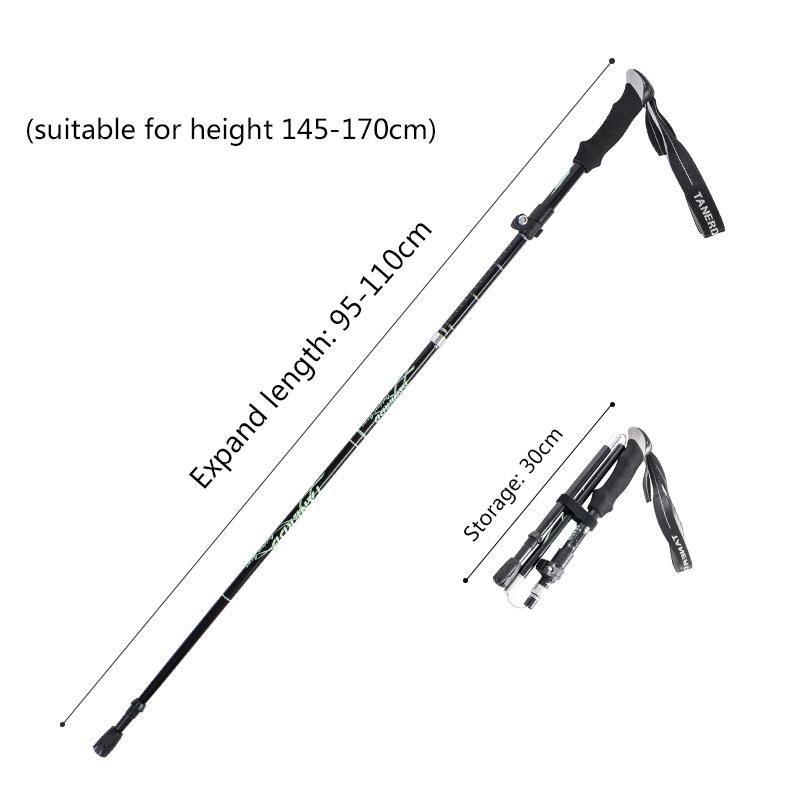 1 stk 5-seksjons utendørs sammenleggbar turstav camping bærbar gåstav for nordisk eldre teleskopisk lett å putte i vesken