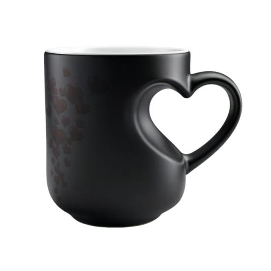 Kubek Zmieniający Kolor w Kształcie Serca 11oz Magiczny Ceramiczny Kubek Odkrywa Ukryty Wzór Kubek do Kawy z Gorącymi Napojami Romantyczny Prezent dla Miłośników Kawy i Herbaty