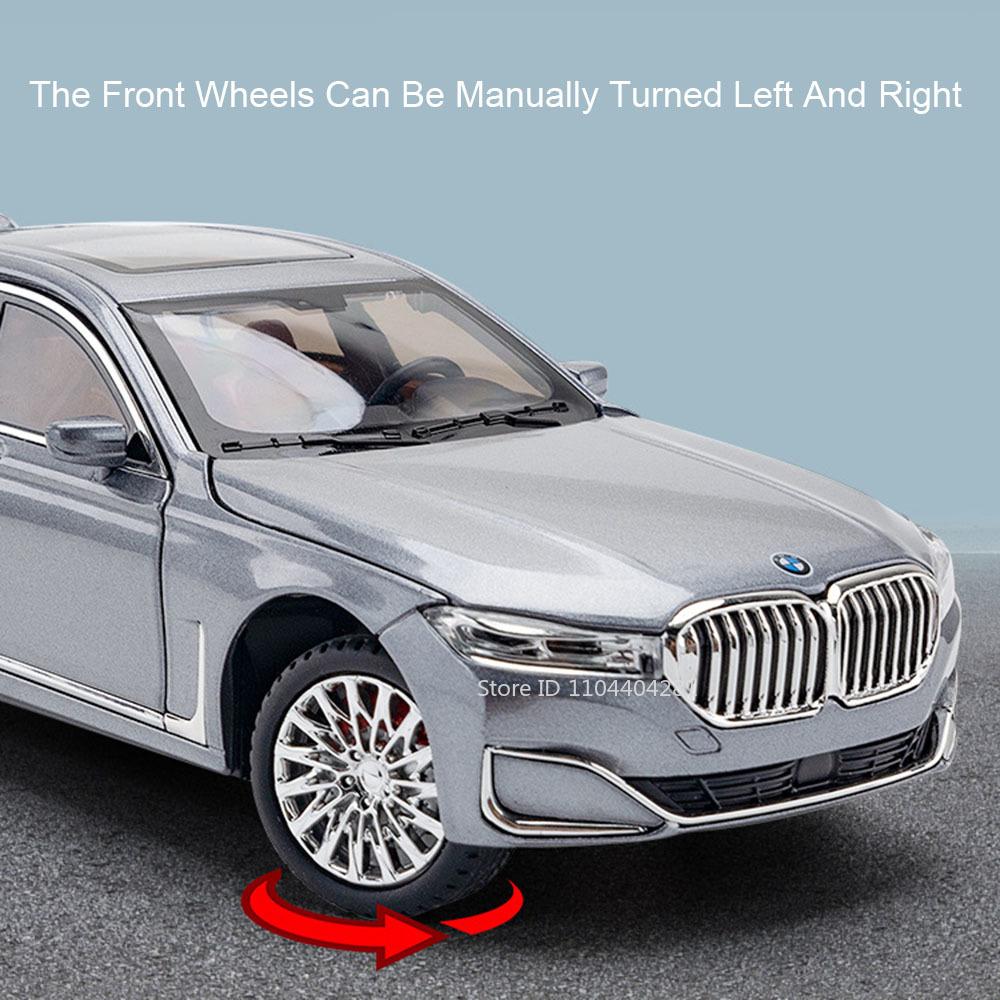 1:24 THE 7 760Li Model I5 M60 Alloy Diecast Car Toys 6 Doors Opened Sound Light Pull Back Miniature Vehices Boy's Birthday Gifts
