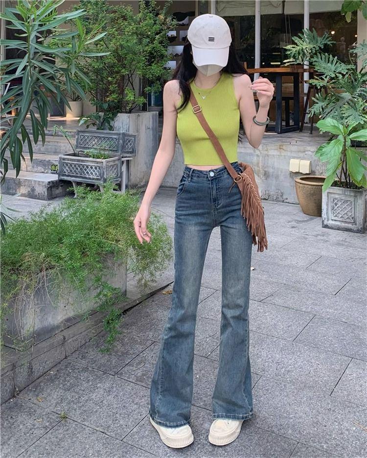 Spicy Girl Slim Fit Cropped Knit Tank Top - Summer 2025 Slimming Sleeveless Camisole for Women
