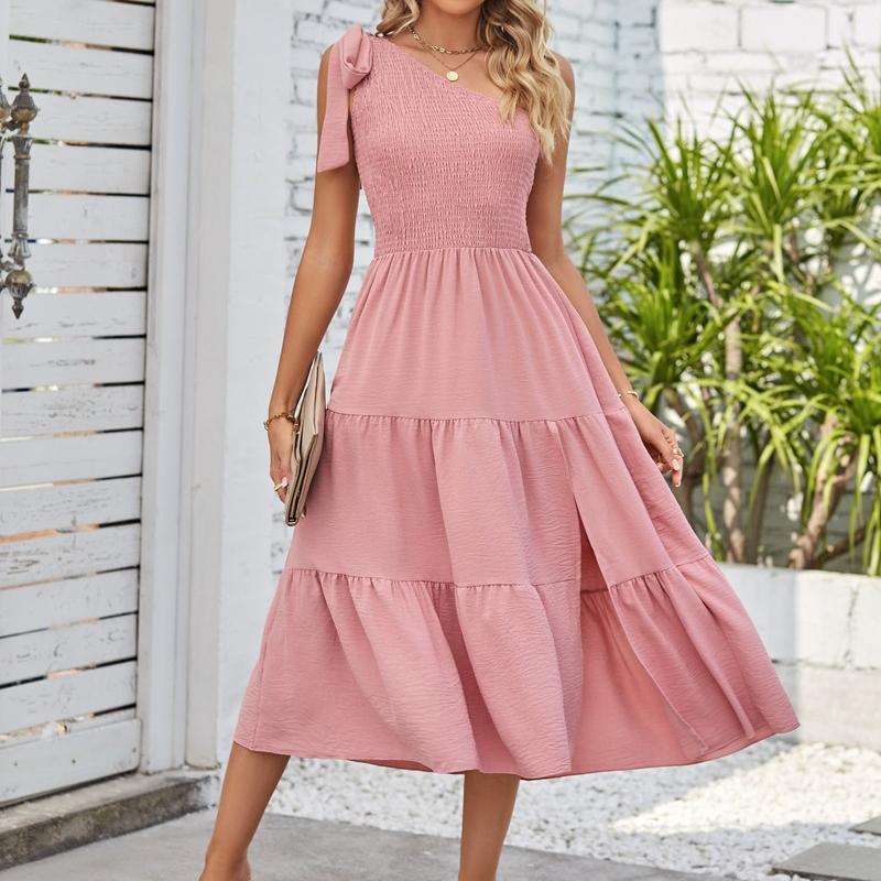 YYFS Moda damă primăvară toamnă imprimeu culoare uni fără mâneci talie înaltă rochii casual