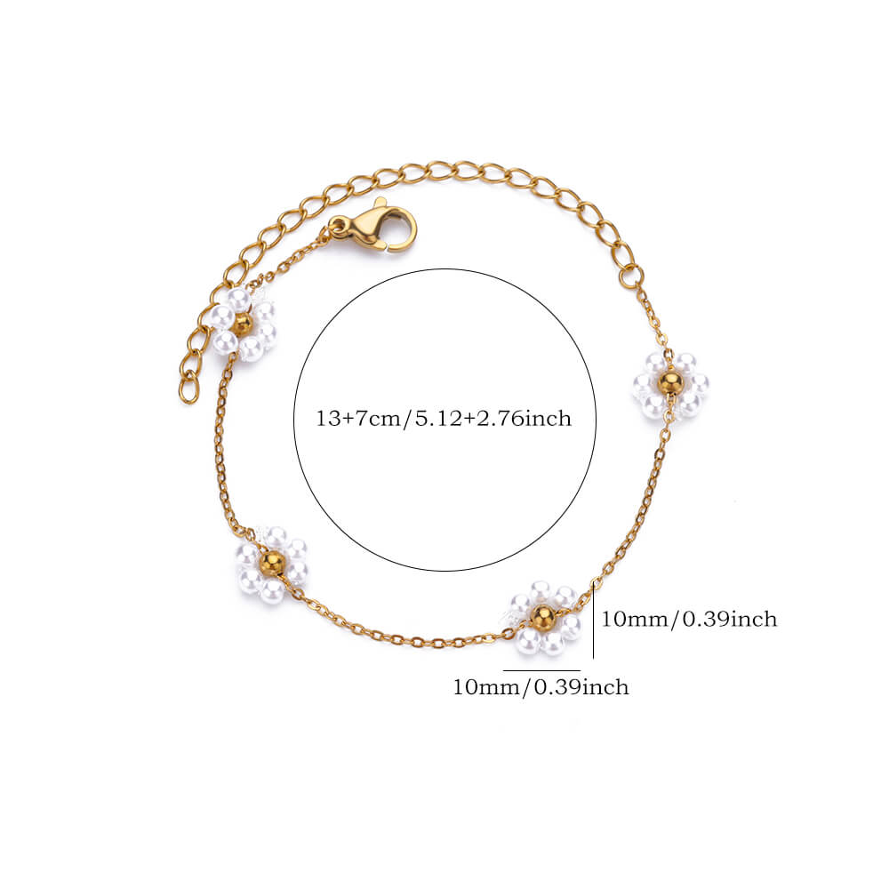 Dainty Imitation Zircon Flower Bracelets for Women Gold Color Stainless Steel Chain Bracelet Wedding Vacation Charm Zircon Gifts