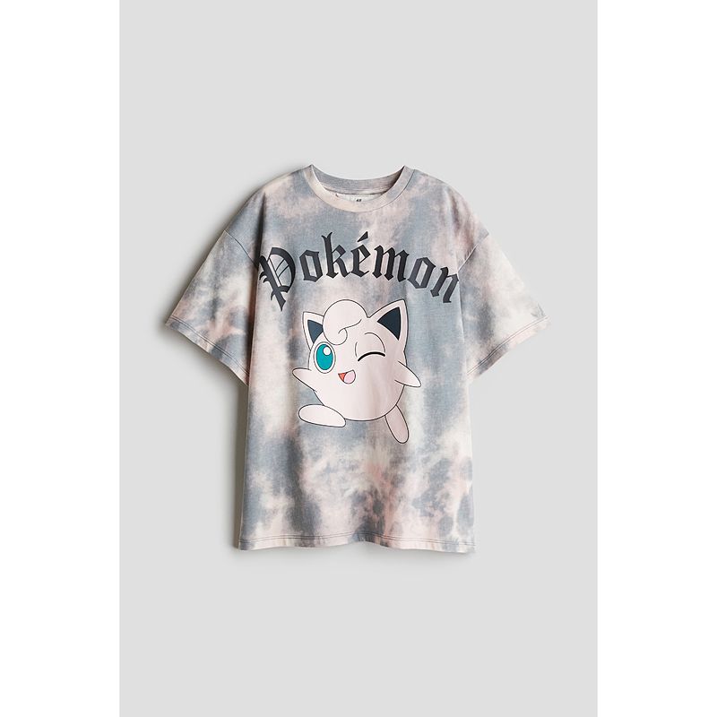 

[Pokemon Series] HM Children s Clothing Girl T-shirt Autumn Print Loose Short Sleeve 1235266 Light gray/Pokemon 170/88(14Y +)