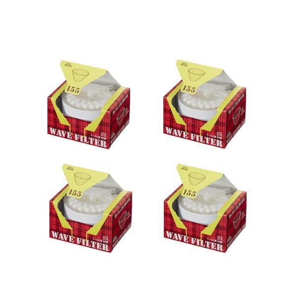

[Set of 4] KWF-155 (50P) Kalita Wave Dripper Coffee Filters (1-2 Persons) #22227, Coffee Filter Paper, 4-Pack, Total 200 Filters