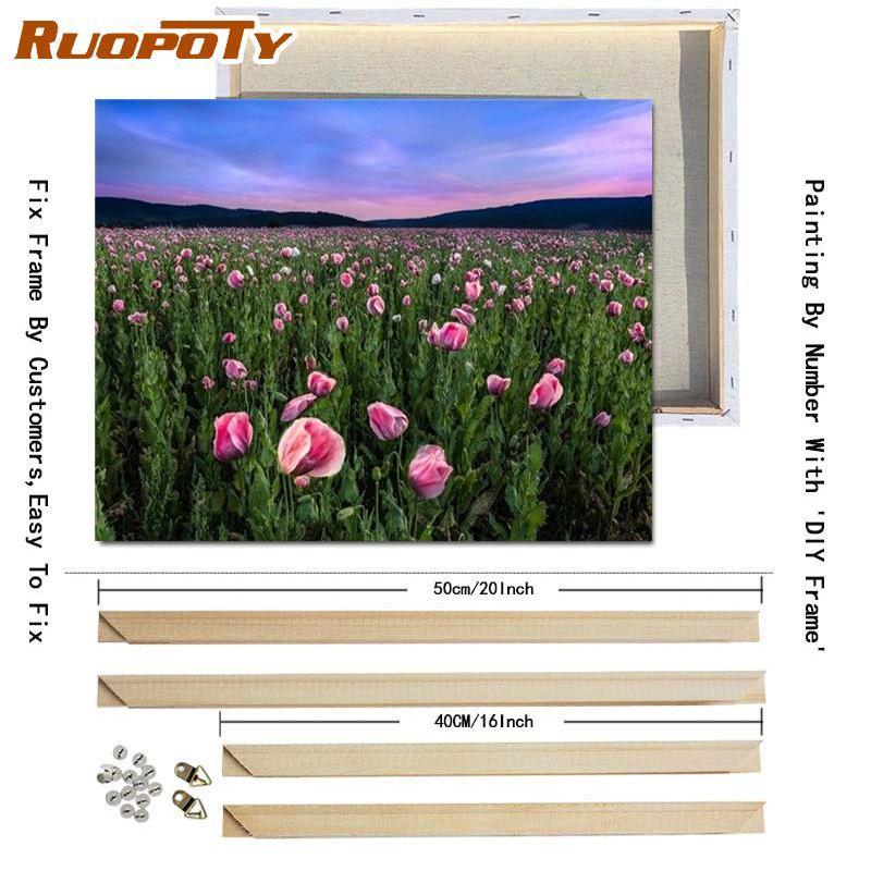 RUOPOTY Digital Painting Flower Sea Hand-Painted Wall Art Painting Unique Gifts On Canvas Sunset Pictures Home Decoration