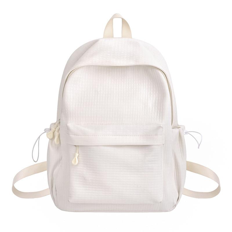Color Simple Solid Student Backpack With Inner Compartments For Daily Commute