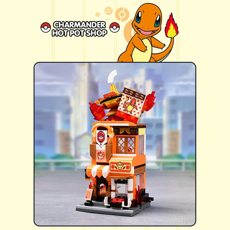 Pokemon Pikachu-Claw Crane Game Shop Building Blocks Charizard Squirtle Bulbasaur Model Educational Toys For Kids Holiday Gifts