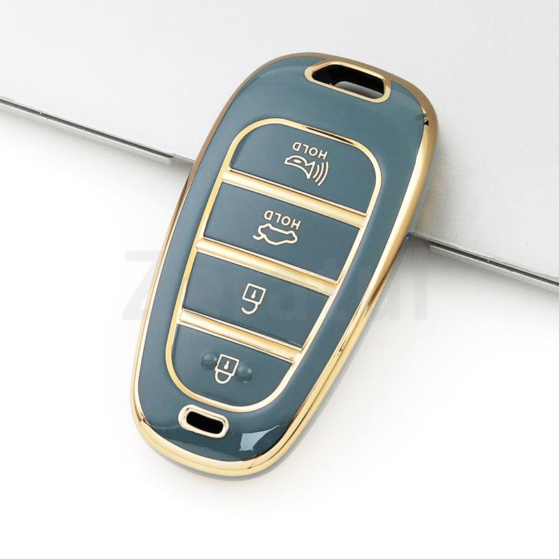 4 Tasten TPU Auto Schlüsselhülle Abdeckung Für Hyundai Santa Fe Tucson Nexo Nx4 Atos Prime Solaris Schale Schlüsselanhänger Halter Zubehör
