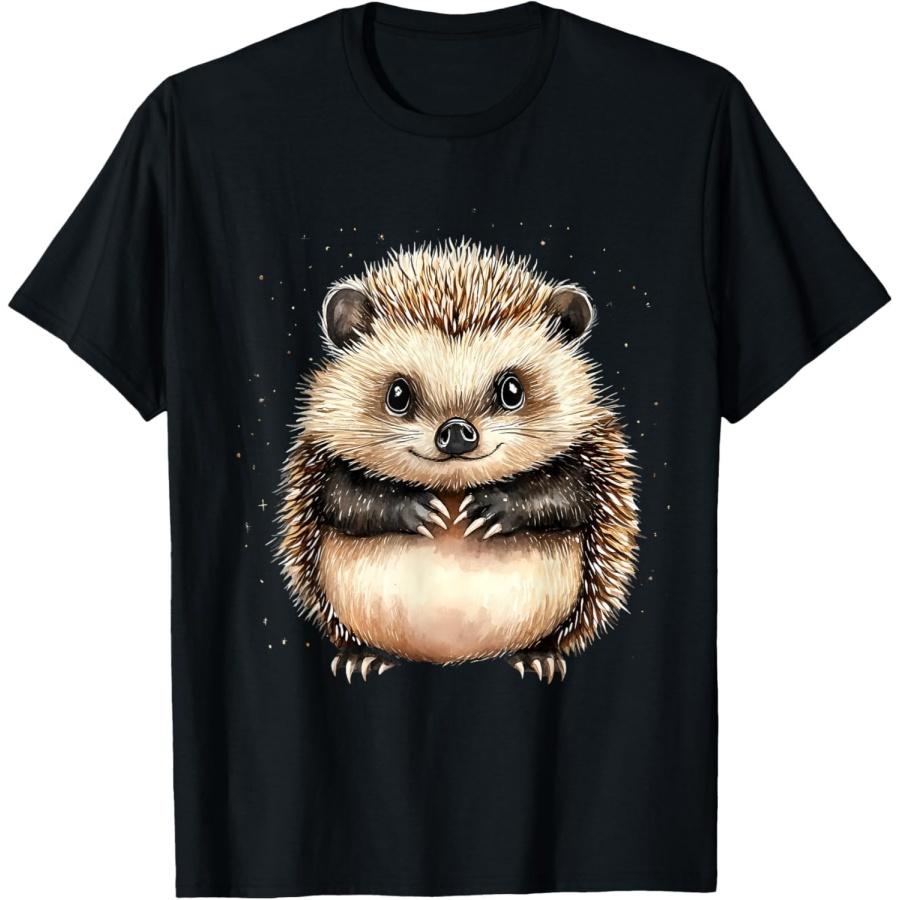 

SykForn Hedgehog Forest Animal Nature T-Shirt 100% Cotton Crew Neck T-Shirt for Men Women XXXXXL чорний