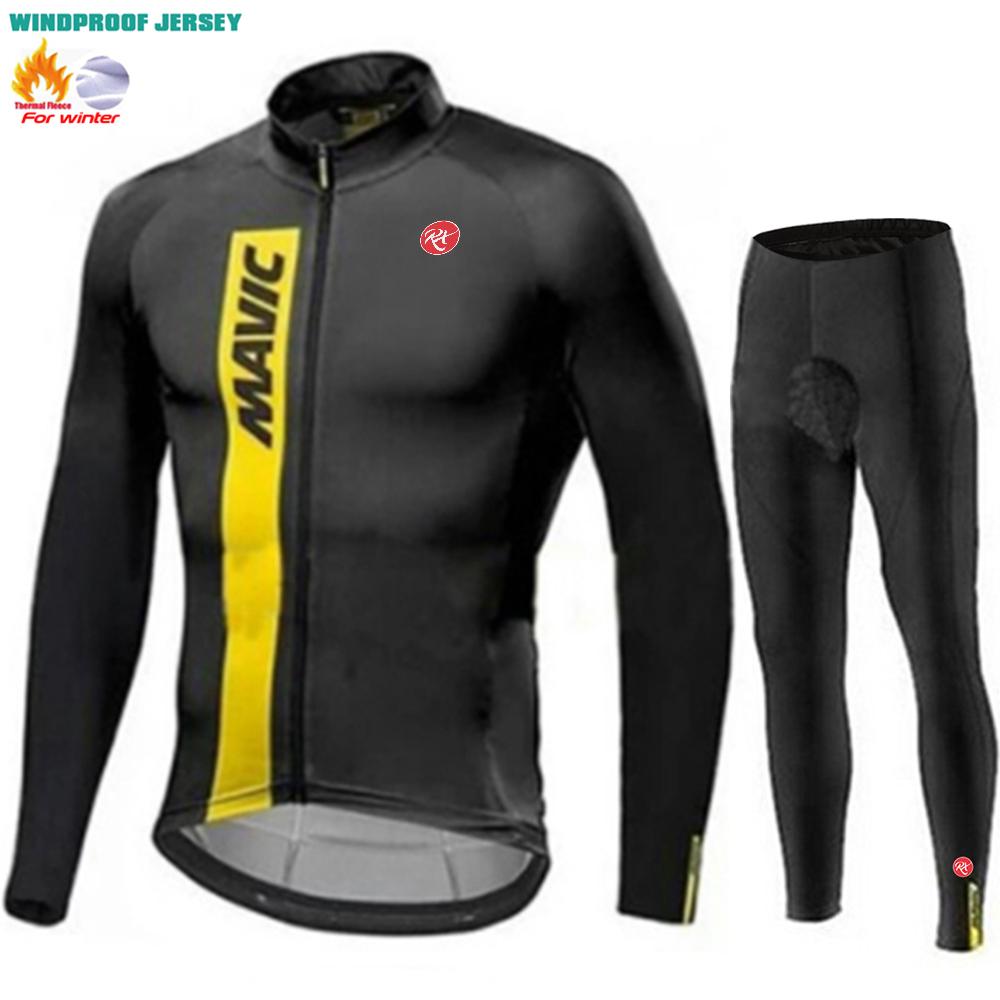 RX MAVIC New Men's Cycling Long Sleeve Winter Bicycle Warm Riding Set Road Bicycle Cold Riding Long Sleeve Winter Riding Pants