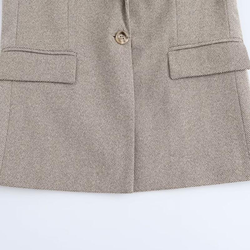 Women's Fashion Versatile Twill Suit Coat Autumn Straight Sleeve Flip Collar Single Buckle Blazers Jacket Office Lady Outcoat