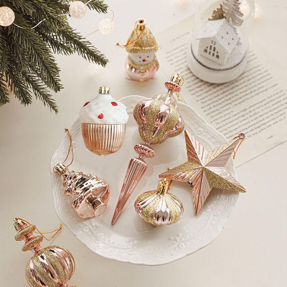 

2Pcs Star Hazelnut Christmas Pendant Snowman Christmas Tree Pendant for Home style E