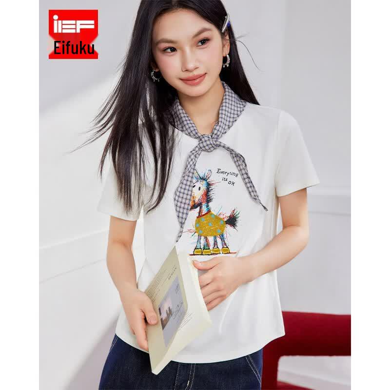 IEF Cartoon Print Short-Sleeve T-Shirt L