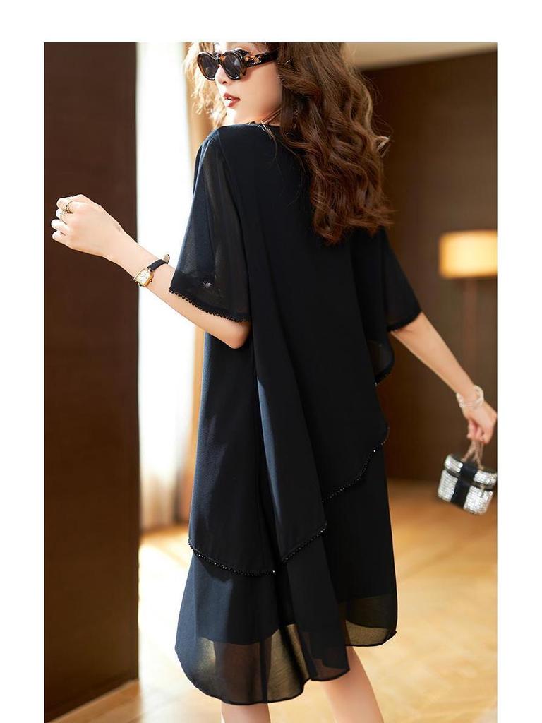 Women's Plus Size Summer Chiffon Dress - Slimming, Stylish Midi Skirt