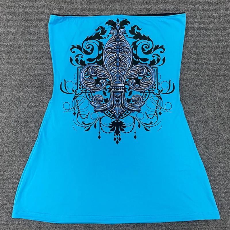 Ladies' summer street fashion retro hand-painted pattern hot stamping technology hip-hop style long vest Y2K clothing