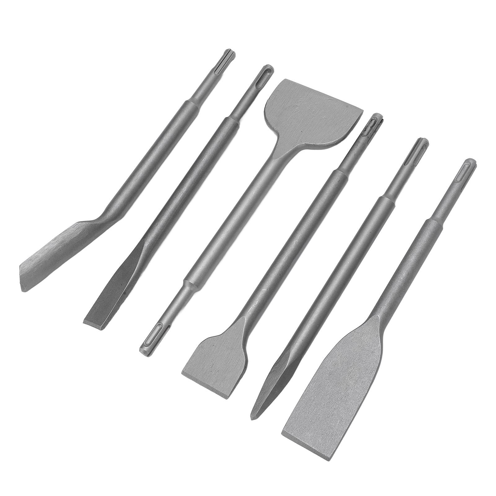 

Набор из 6 зубил из легированной стали 40CR с круглым хвостовиком и плоским наконечником для электрического молотка