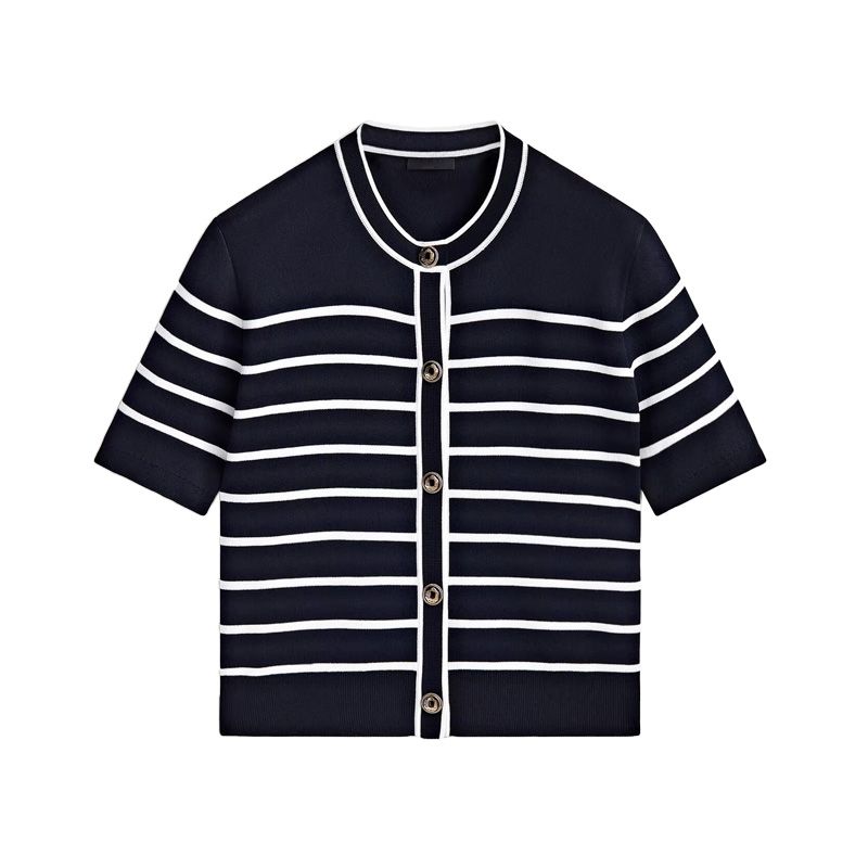 MD Early Autumn New Arrival Classic Style Elegant Button Design Stripes Cotton Knitting Cardigan Outwear 5642510