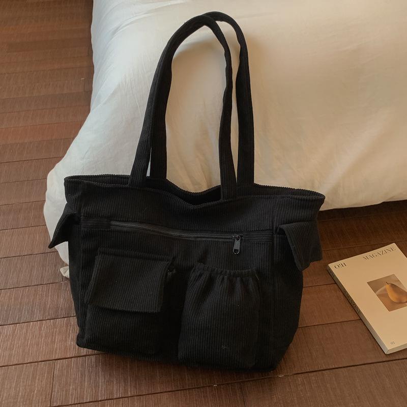 Autumn and winter large-capacity premium commuter tote bag women's corduroy casual shoulder strap underarm bag