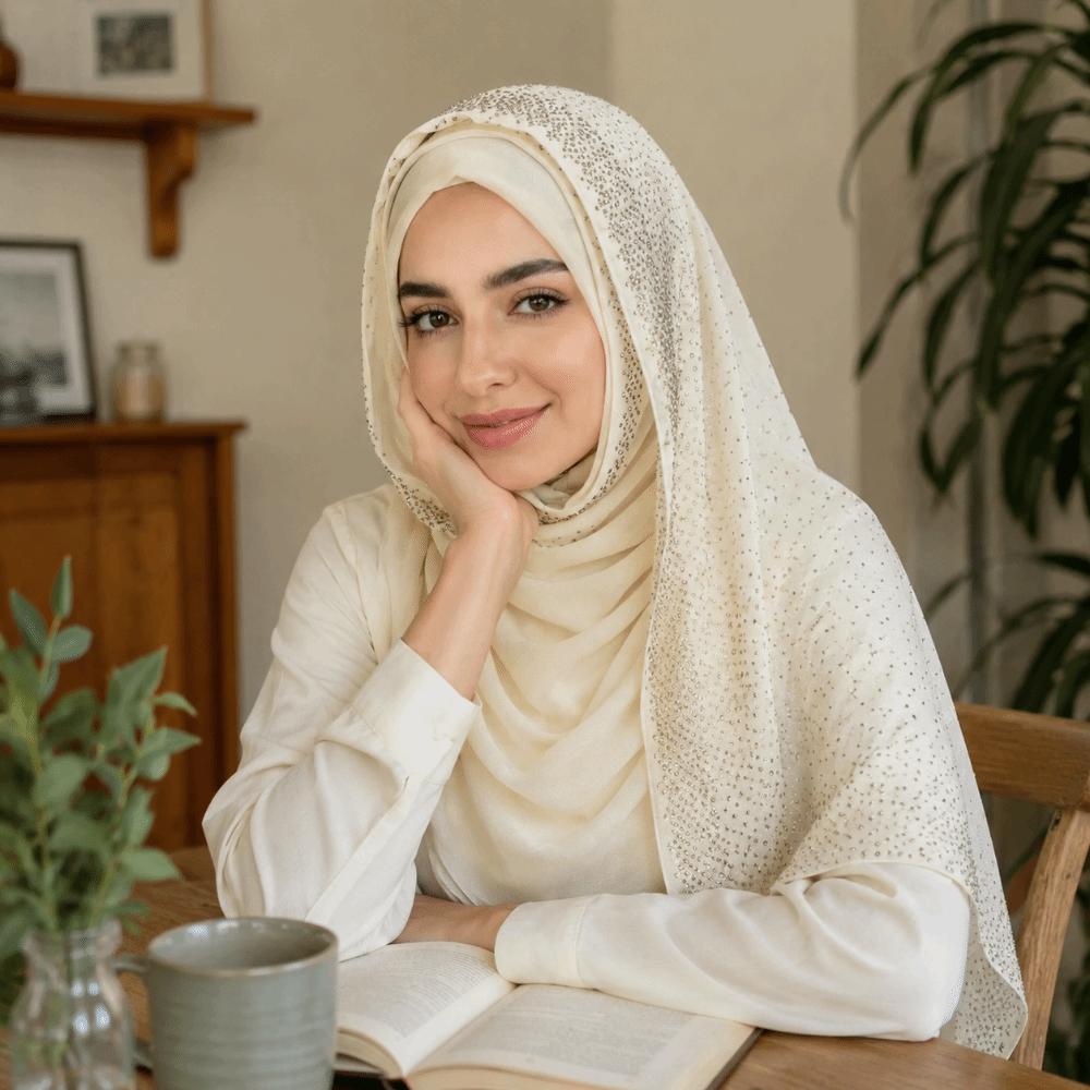 Shiny Full Cover Rhinestone Chiffon Scarf Breathable Soft Prayer Hijab Elegant Solid Color Crinkle Shawl Ethnic Style