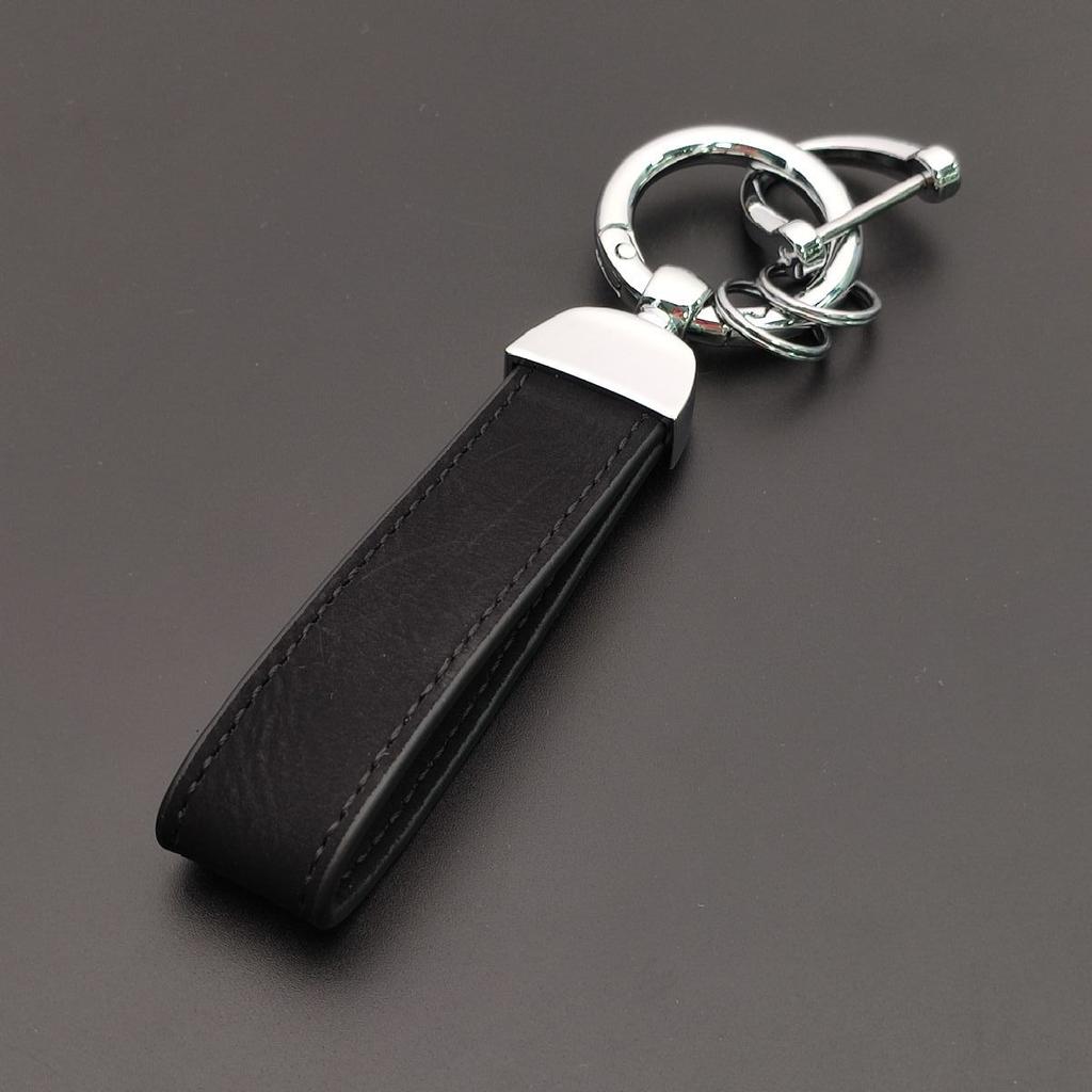Minimalist Stainless Steel Metal Keyring Leather Car Keychain Pendant Laser Engrave Customized Name Vintage Accessory Gift