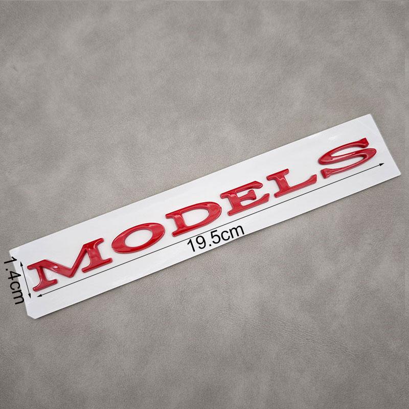 1PC 3D ABS Letters ModelS Logo Chrome Black Emblem Red Badge Car Rear Trunk Stickers Decals For Tesla Model S Auto Accessories