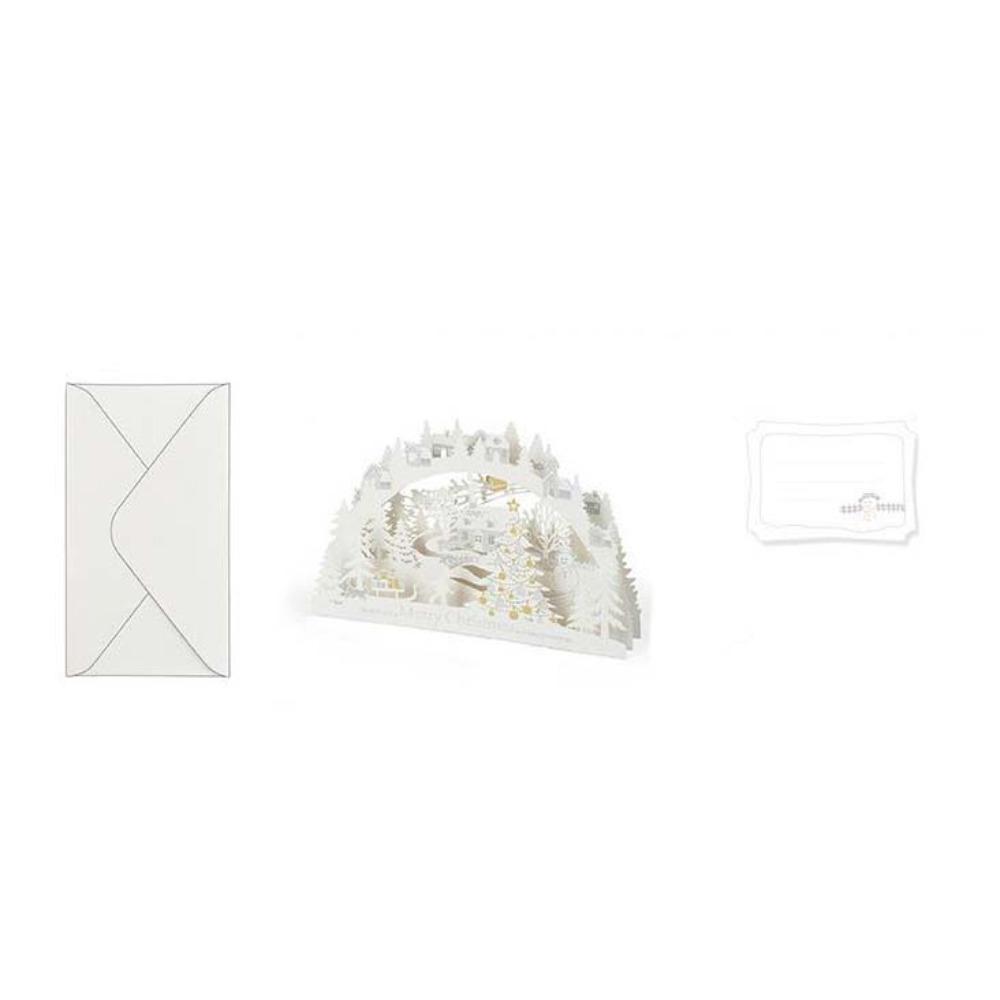 Laser Engraved Christmas 3D Greeting Card with Envelope and Postcard Thank You Letter  New Year