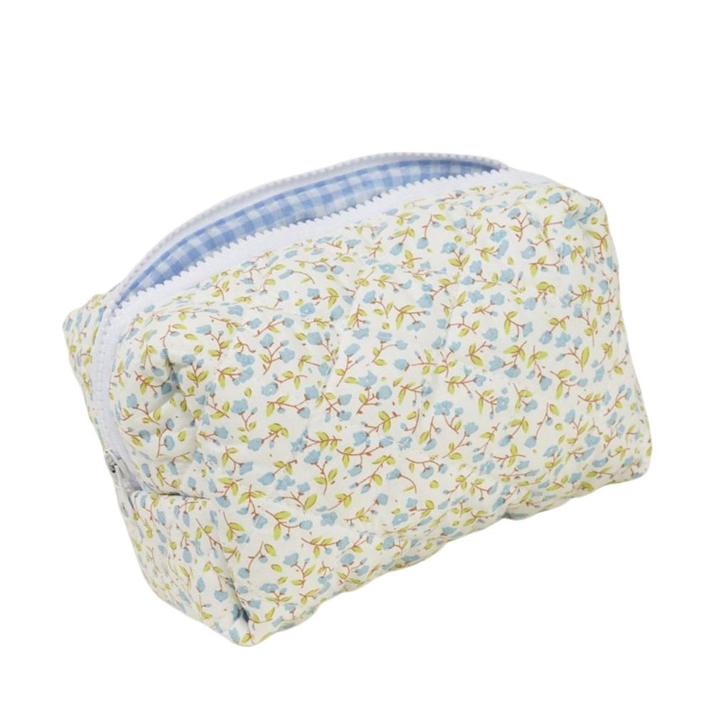 Geantă de machiaj matlasată din bumbac cu imprimeu floral, de capacitate mare, poșetă cosmetică, depozitare accesorii, organizată pentru călătorii și uz zilnic