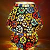 Turkish Multicolored Glass Mushroom Table Lamp, Handcrafted for Bedside, Living Room, and Home Decor, Height 6.5 inches