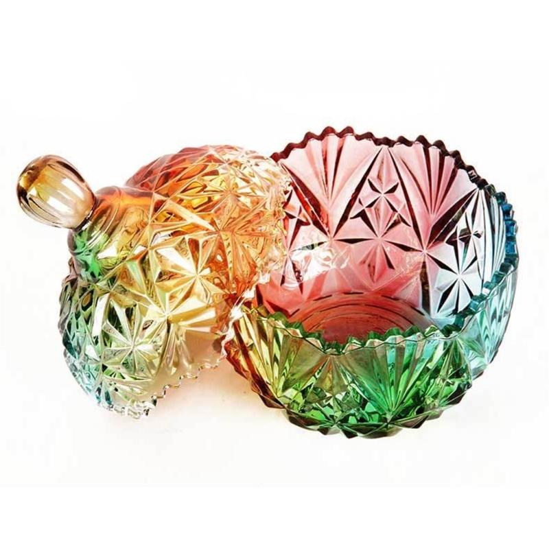 Beautiful European Style Multicolored High Transparency Glasses Candy Storage Jar for Decors and Organization at Homes