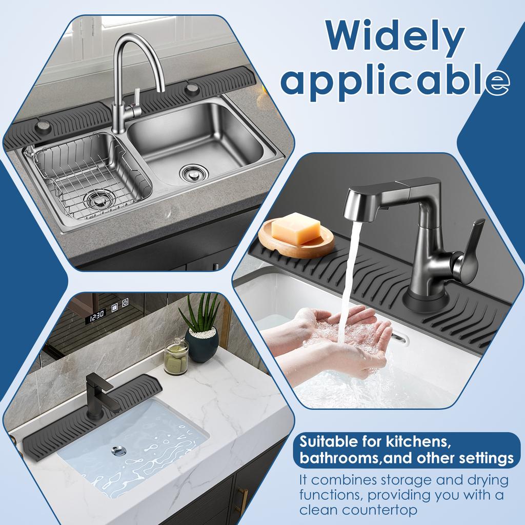 Kitchen Long Silicone Sink Faucet Mat Splash Guard Bathroom Absorbent Sink Splash Pad Countertop Protectors Mat Kitchen Gadgets