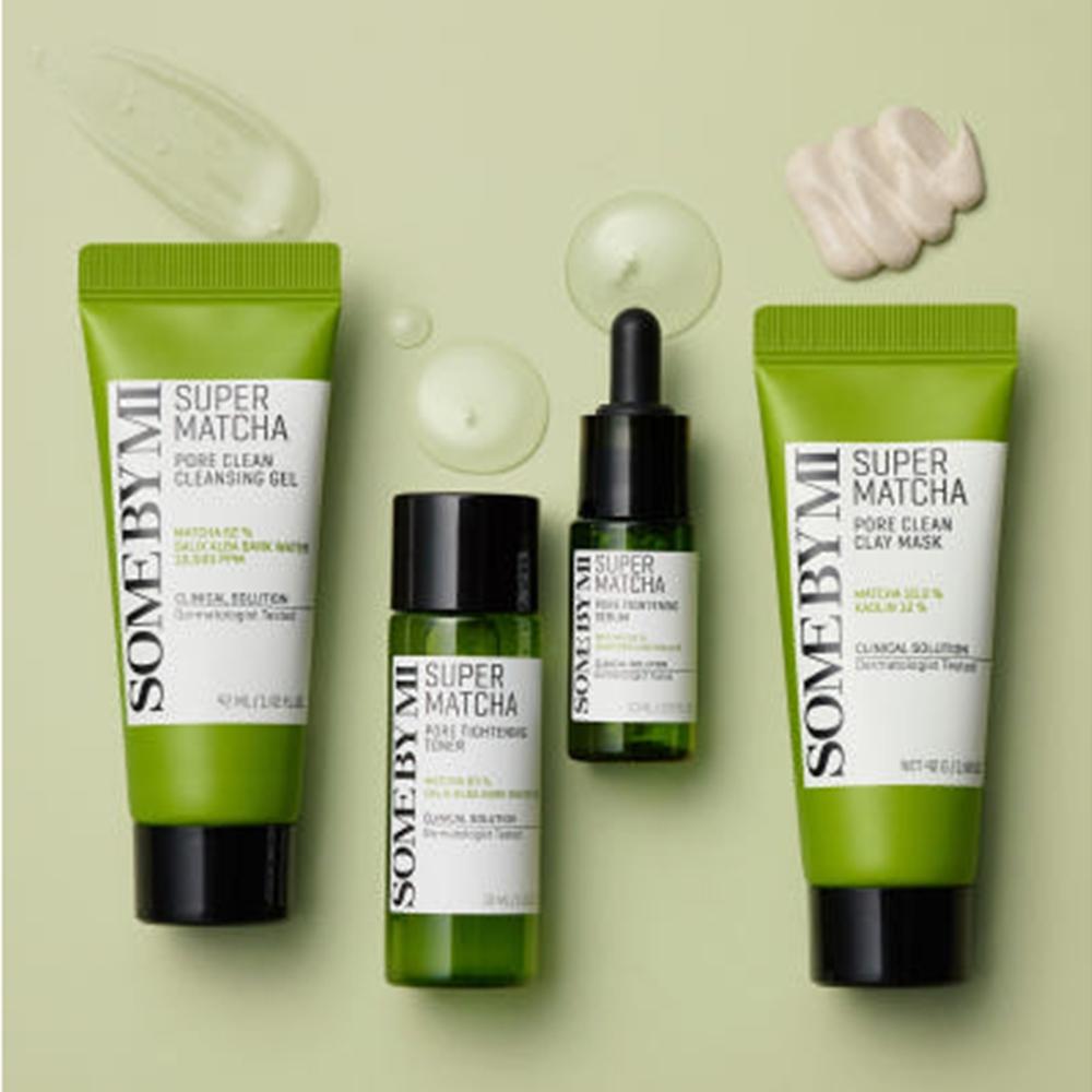 SOME BY MI Super Matcha Pore Care Starter Kit (Cleansing Gel 42ml + Clay Mask 42g + Toner 30ml + Serum 10ml)